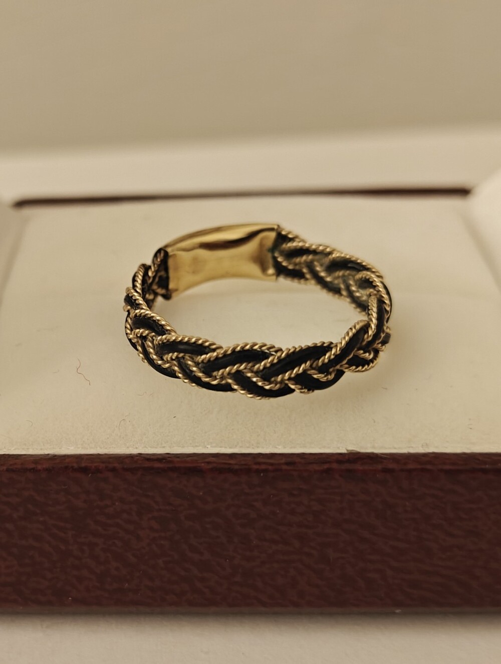 Antique Victorian Raj Era 14K Gold & Elephant Tail Hair Braided Band Ring